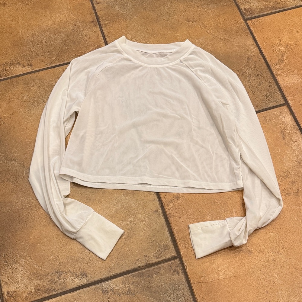 BuffBunny White Long Sleeve Crop Top